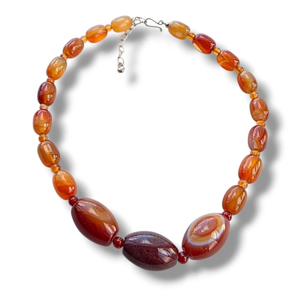 Jay King Mine Finds Carnelian Red Orange Agate Sterling Silver 925 New‎ 18"